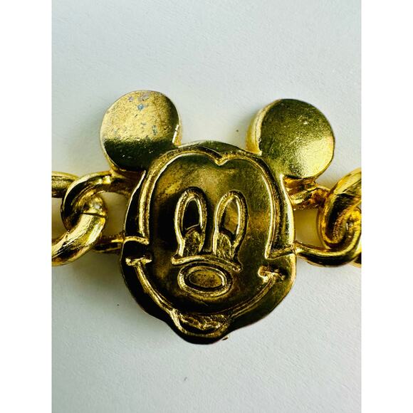Vintage Mickey Mouse Disney Adjustable Chain Belt Glentex New York Gold Tone 42" - Picture 10 of 16